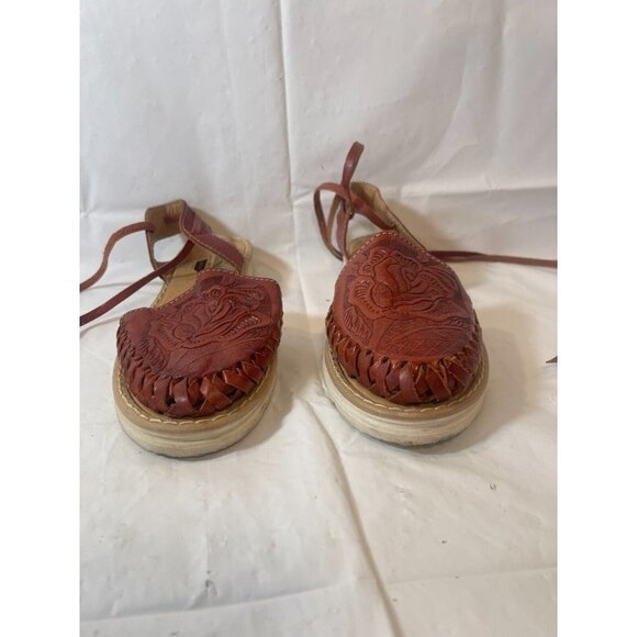 Segura Shy lace up  tooled leather sandal Boho  size 6 - Picture 3 of 13